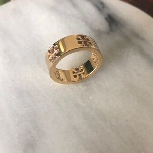 Tory Burch Pierced T Logo Ring